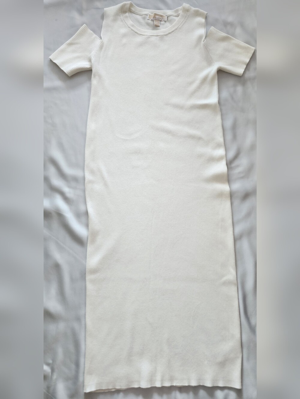 Michael Kors White Cold Shoulder Ribbed Knit Maxi Dress - Minimalist Summer Chic